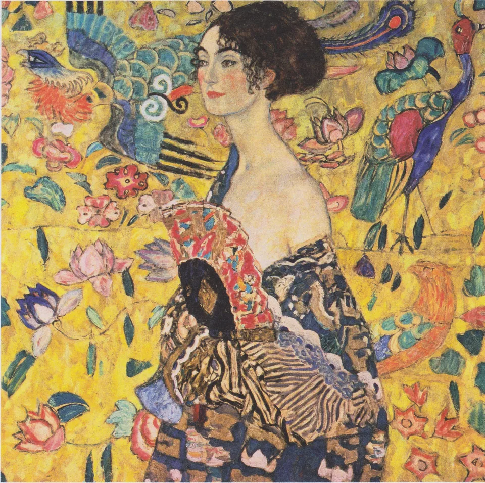 Lady with a Fan by Gustav Klimt, 1917–1918